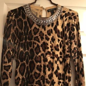 Cheetah print women’s bejeweled sweater